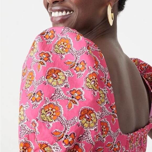 J. Crew Puff-sleeve squareneck top in Ratti® pink blooms print - Picture 6 of 14